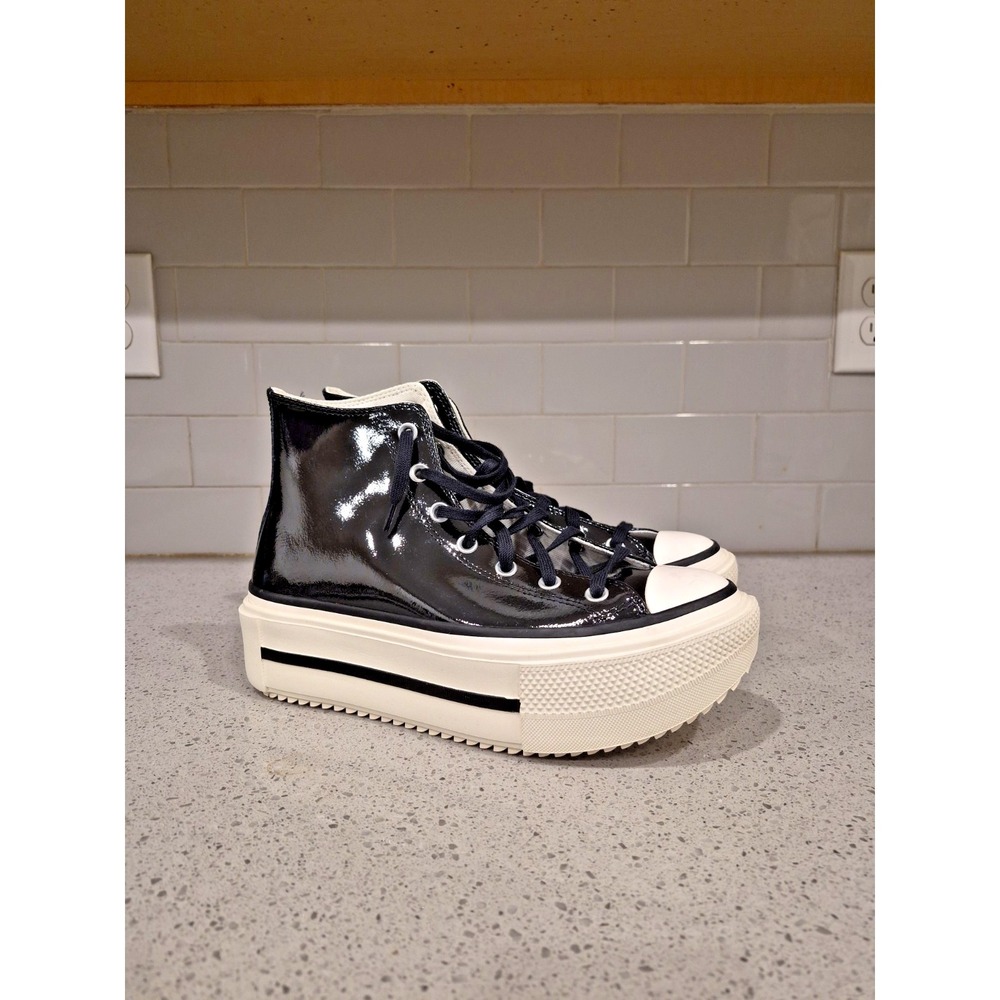 Converse Lift Double Stack Platform Womens shoes sneaker Leather Black A12977C